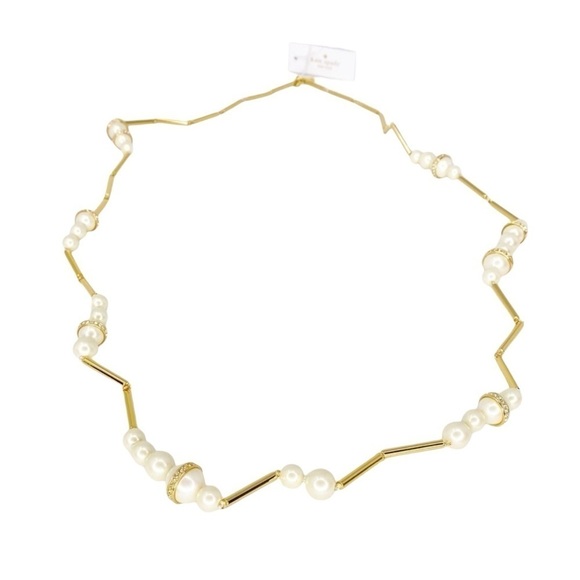 Kate Spade Necklace “Purely Pearly”Pearl Gold Pavé 40” Long Pearlcore New $148 - Picture 1 of 7